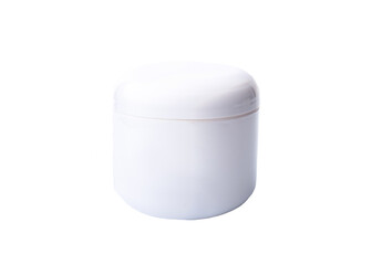 white cosmetic container on white background