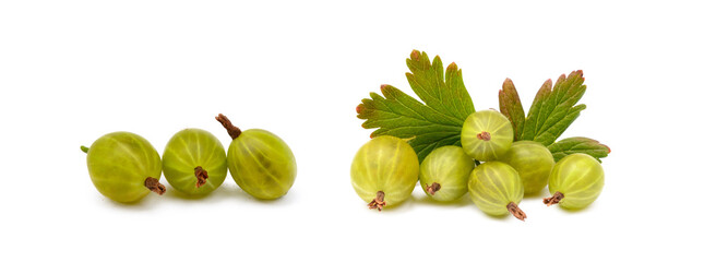 Fresh ripe gooseberries isolated on a white background