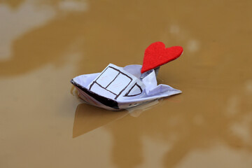 Paper love boat. Love message concept. Valentine's Day. Express love. Love notes.