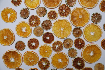 Dried fruit on colored background. Pattern of a fruit frips. Healthy eating