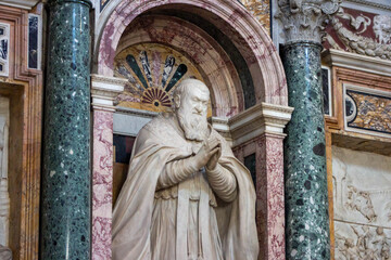 Statue of Pope Pius V at Basilica Santa Maria Maggiore in a chapel of the Basilica of St. Mary...
