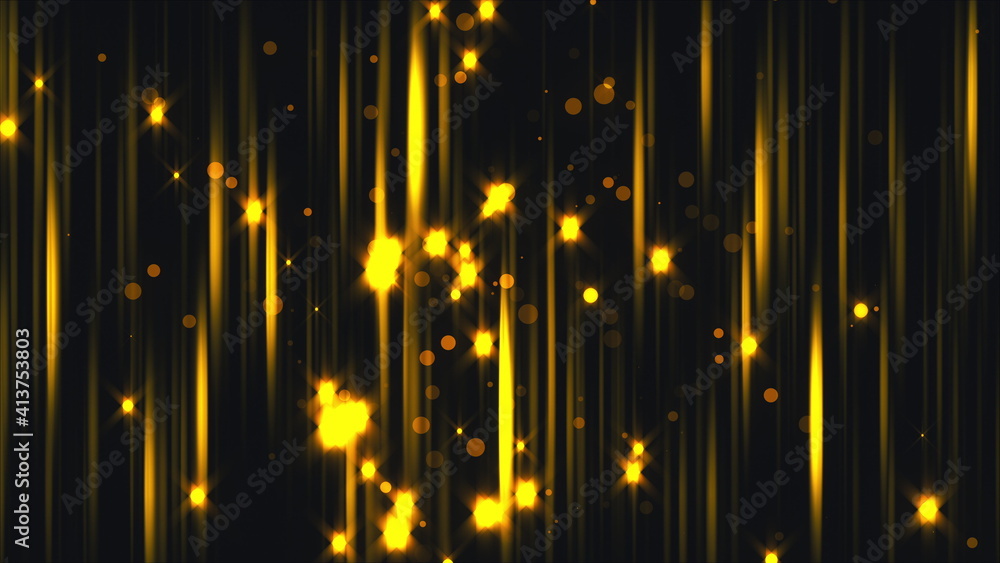 Aufkleber gold vertical streaks and particles, computer generated. 3d rendering of luxury art backdrop