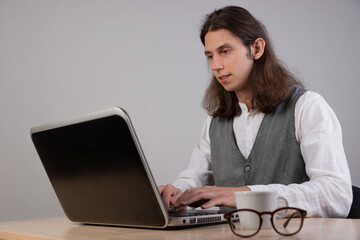 geek guy is learning new technologies, programming, and computer modeling.