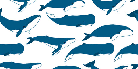 Wild Whales. Seamless Pattern for your design