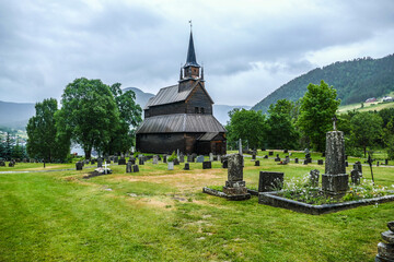 Stabkirche Norwegen Kaupanger historisch Touristen Attraktion	