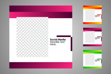 New set of editable minimal banner templates. Suitable for social media posts and web or internet ads. Vector illustration with photo college.