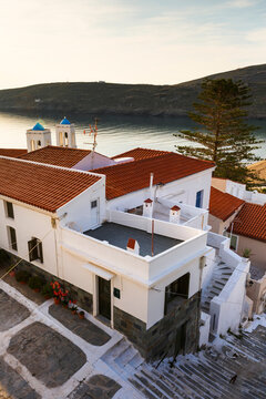 Chora of Andros island early in the morning.