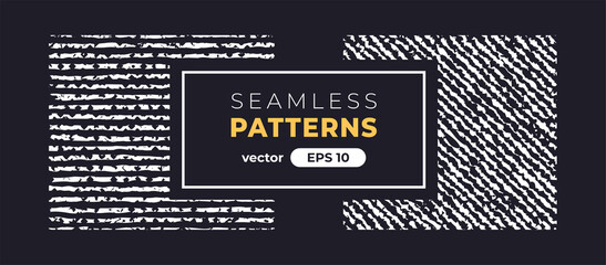 Seamless abstract pattern. Halftone hatching. Grunge noise texture set. Vector illustration eps10. Creative artistic collection. Flat style. Pencil, ink paint strokes. Background template.