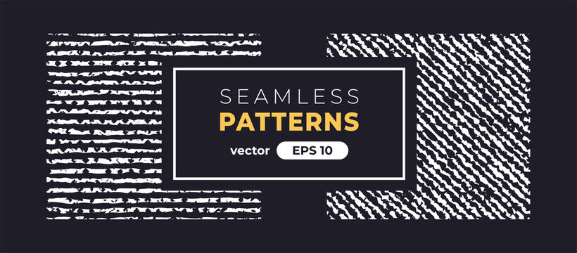 Seamless abstract pattern. Halftone hatching. Grunge noise texture set. Vector illustration eps10. Creative artistic collection. Flat style. Pencil, ink paint strokes. Background template.