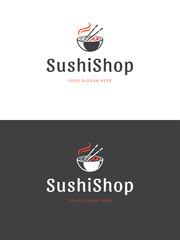 Sushi restaurant emblem logo template vector illustration.