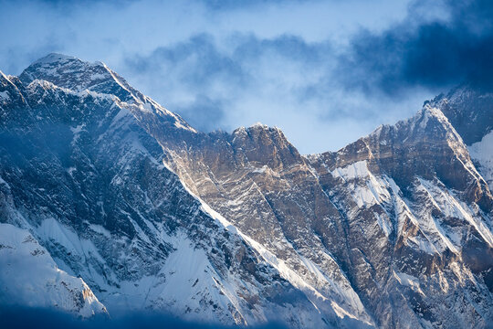 Mount Everest seen though the clouds, Khumbu Region, Nepal Himalay