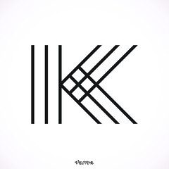 K Letter Logo concept. Creative Minimal emblem design template. Universal elegant icon. Premium business finance logotype. Graphic Alphabet Symbol for Corporate Business Identity. Vector element