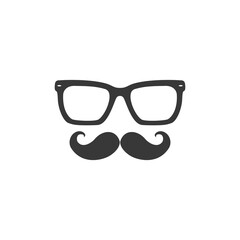 Mustache and Glasses sign icon. Black vector icon