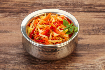 Cabbage salad with carrot and pepper