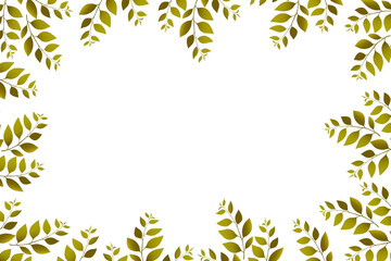 Fototapeta na wymiar Floral frame with colorful exotic branches on white background. Ornate border with tropic leaves. Vector stock illustration for wallpaper, posters, card. Doodle style. Copy space.