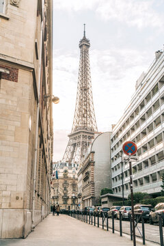 Low angle view of Eiffel tower against sky