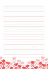 Grid paper. Abstract striped background with color horizontal lines. Printing paper note on floral background. Optimal A5 size. Geometric pattern for school, copybooks, notebooks, diary, notes, books.