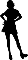 Vector silhouette of a college girl posing