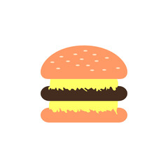 flat modern style cheeseburger on a white background 
