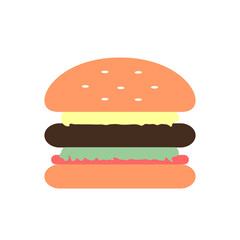 hamburger isolated on white background flat design