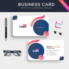 Creative and Clean Double-sided Business Card Template. with Flat Design Vector Illustration.