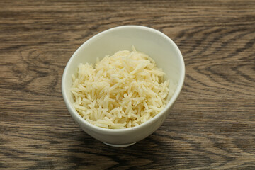 Steamed basmati rice in the bowl
