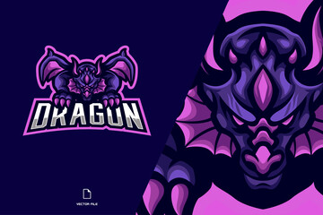 Fototapeta premium purple dragon mascot esport logo for game team