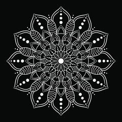 myserious beautiful hand drawn mandala for meditation, tattoo design print oriental or indian, islamic ornament vector illustration