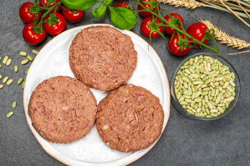 Healthy vegetarian vegan food, plant based soya beans burger