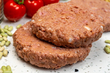 Healthy vegetarian vegan food, plant based soya beans burger