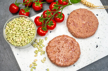 Healthy vegetarian vegan food, plant based soya beans burger