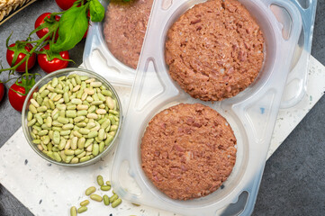 Healthy vegetarian vegan food, plant based soya beans burger