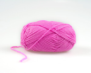 Yarn pink on white background