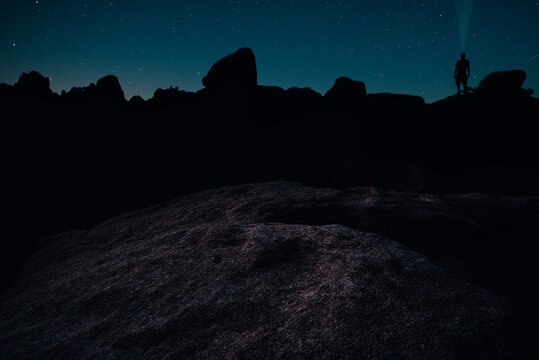 man with headlamp in Joshua Tree National park
