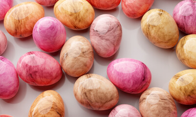 Marble Easter eggs on white background.