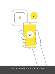 Illustration of making a payment with a smartphone. Material of mobile payment.