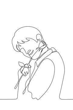 man holding rose single line art clip art preview