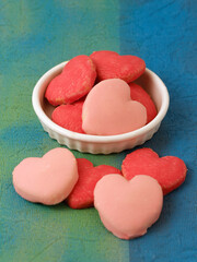 Heart-shaped cookies.