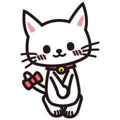 モジモジしてこちらを見つめる白い猫