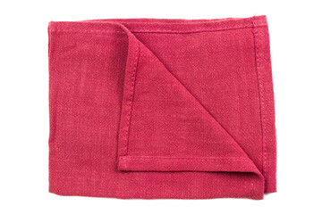 Cotton linen tablecloth kitchen red color isolated on white background.