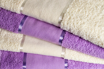 Stacked colored spa towels texture