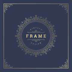 Vintage flourishes ornament swirls lines frame template vector illustration victorian ornate border for greeting cards