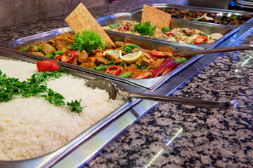 Vegetables on the open buffet.Salad bar.