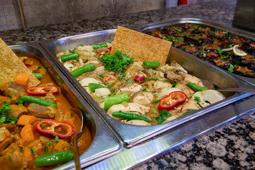 Vegetables on the open buffet.Salad bar.