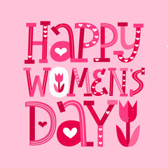 Happy Women's day lettering card for March 8 