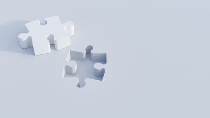 3D illustration. Puzzle pieces  isolated on white background. 3D Rendering