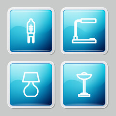 Set line Light emitting diode, Table lamp, and Floor icon. Vector.