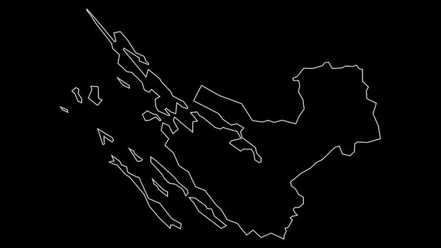 Zadar Croatia county map outline animation