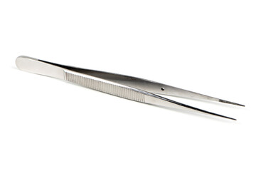 Medical tweezers isolated on the white background.