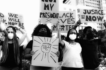 Activist movement protesting against racism and fighting for equality - Demonstrators from...